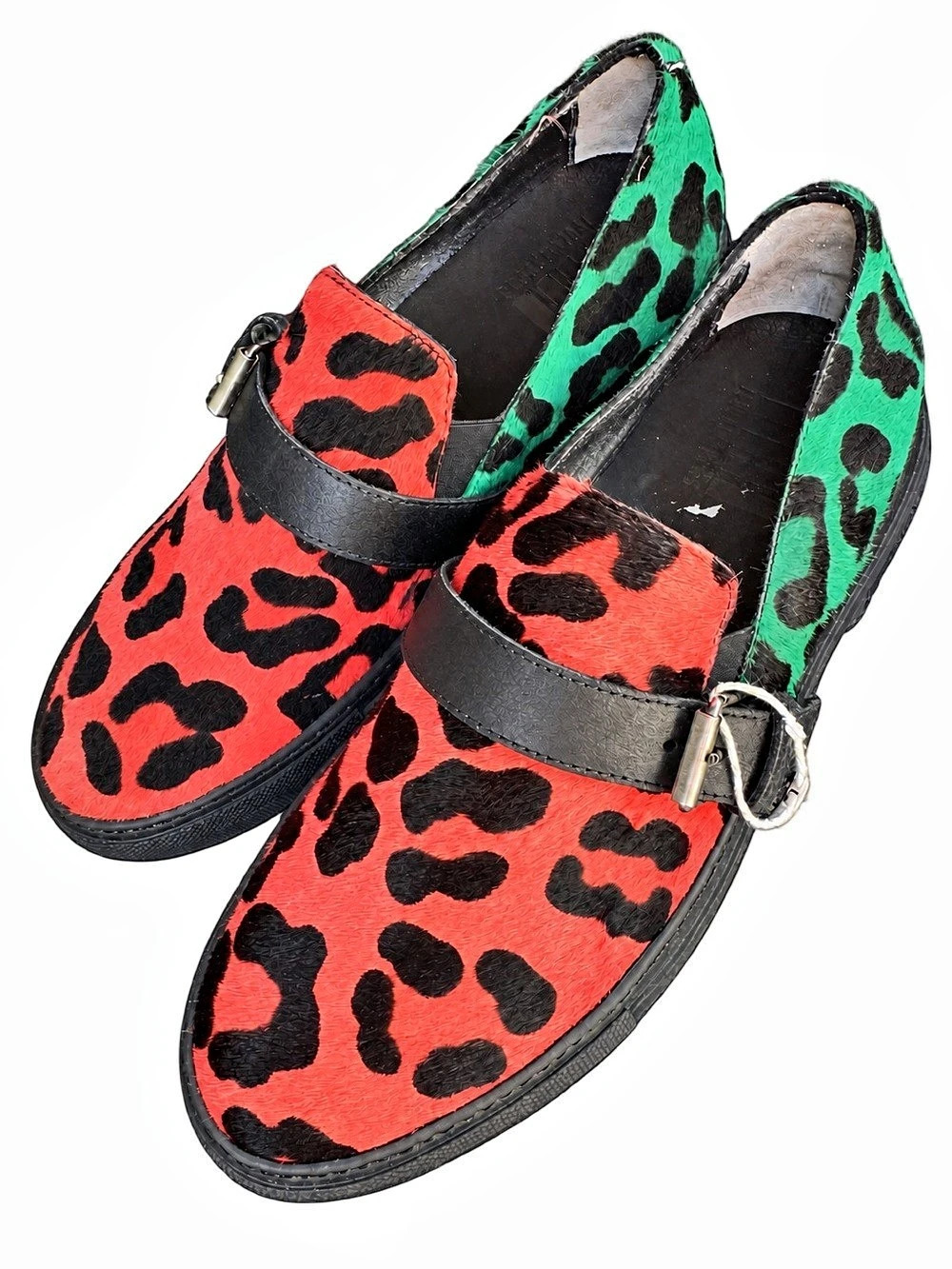 RARE Isola Marras I’M Animal Print Mules / pony hair in Red & Green cheetah prin